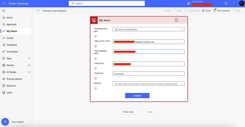 Create SQL Connection in Flow